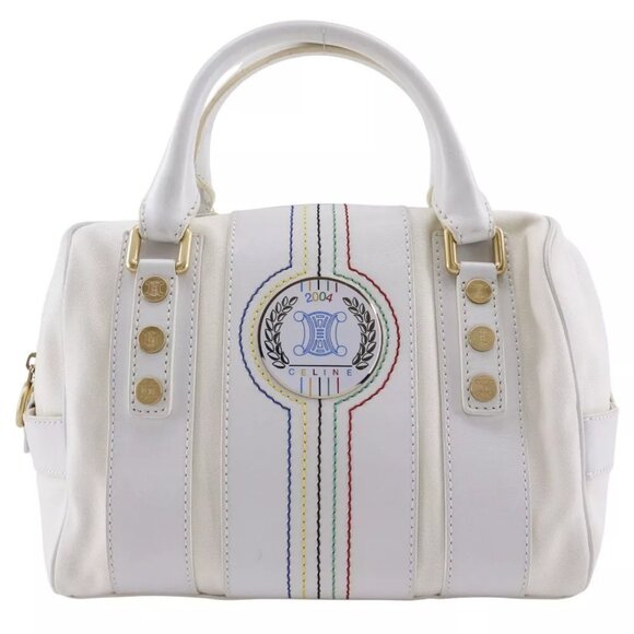 CELINE Mini Boston Handbag 2004 Athens Olympics Limited White Nylon canvas... - Picture 1 of 12